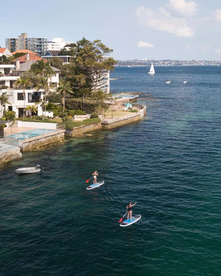 Manly Stand Up Paddle Board Hire - Paddling past yachts toward four beaches