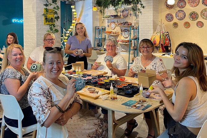 Mosaic Art Classes Sydney: Turkish Lamp Workshop - The glue stage requires patience