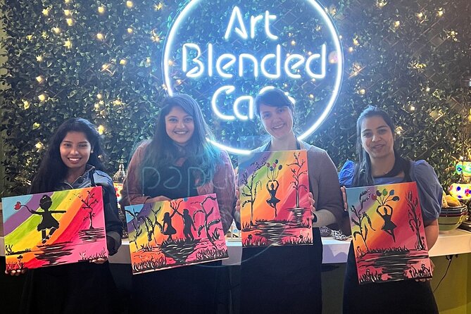 Paint and Sip Classes Sydney: Acrylic Art, Canvas & Wine - The first brushstrokes, with everything ready