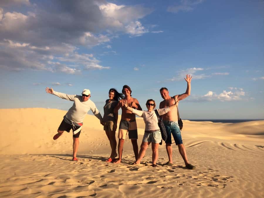 Port Stephens: Unlimited Sandboarding with 4WD Dune Transfer - A shaded picnic area with views of the dunes