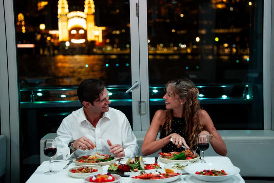 Sydney Harbour: Glass Boat Signature Dinner Cruise - The Main Deck table and the glass boat design