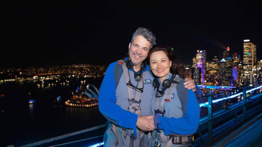 The Vivid Sydney BridgeClimb - Getting fitted with bridge-climb gear